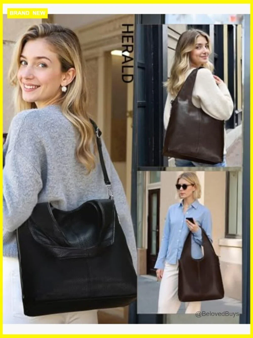 Slouchy Hobo Shoulder Bag Large Capacity Crossbody Tote with Adjustable Strap